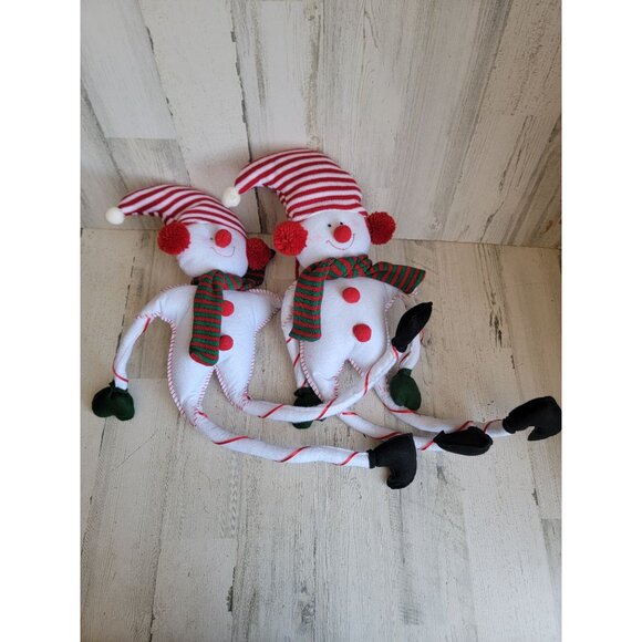 Plush snowman scarf hat hanging home decor Xmas set - Picture 1 of 13